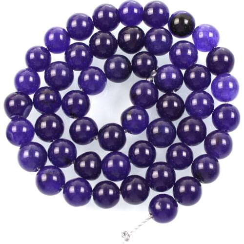 Natural Stone Beads Dark Blue Transparent Marble Loose Beads for Jewelry Making Needlework DIY Bracelet Strand 4-12 MM