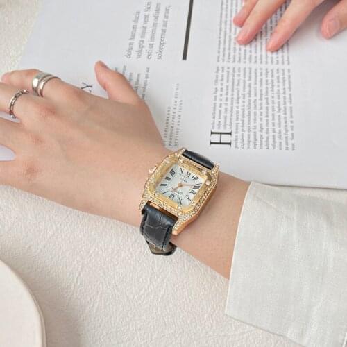 Vintage Roman Numerals Square Leather Strap Women Watches Fashion Casual Ladies Dress Watch Relogio Feminino Girl Clock Gift