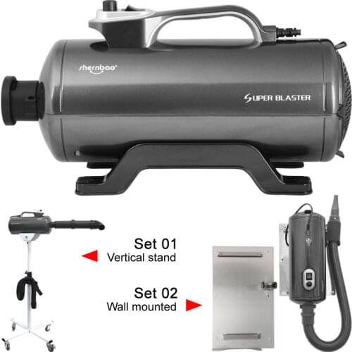 2200W Double Motor Pet Hair Dryer Wall-mounted Vertical Stand Holder Rack Support Large Small Dog Cat Grooming Blower Super Wind