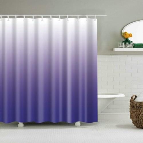Purple and White Gradient Shower Curtain Set with 12 Hooks Natural Plants Bathroom Decoration Washable Polyester Fabric
