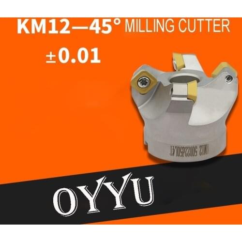 OYYU KM45 degree shell milling cutter KM12-50 63 80 100 125 160 SEKT1204 tungsten carbide insert KM12 face mill