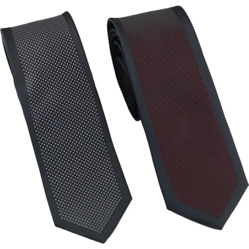 Coachella Ties Border Black Polka Dot Necktie Jacquard Woven Men Skinny Tie 6CM