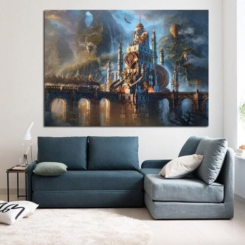 Oil Canvas Painting Beautiful Fantasy Castle For Home Decoration Wall Art Pictures Home Decor No Frame