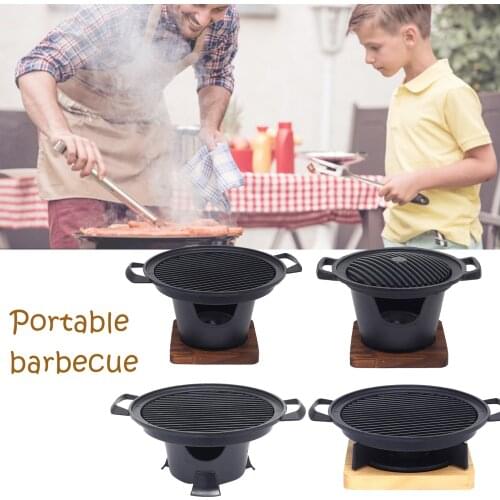 Creative Japanese Style One Person Cooking Oven Home Wooden Frame Alcohol Stove Gift Mini Barbecue Oven Korean Grill Bbq