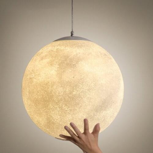 Nordic Creative 3D Moon Lamp Ball Pendant Lights Resin Lamps for Restaurant Bedroom Living Room Dining Room Decoration Lighting
