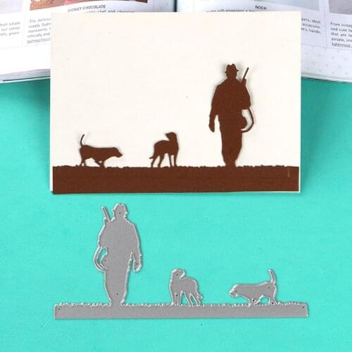 DUOFEN METAL CUTTING DIES hunting huntsman and dogs stencil DIY Scrapbook Paper Album 2018 new