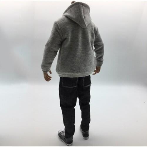 MagiDeal 1/6 Scale Mens Clothes Gray Hoodie T-shirt Jeans Belt Canvas Shoes Set for 12 Inch Male Action Figures