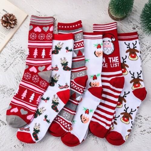 Men Women Christmas Socks Santa Claus Funny Socks Lady Thickness Cotton Knit Xmas Elk Santa Stockings