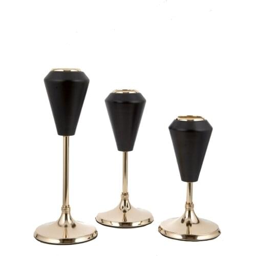 Black Gold Candle Holder Set