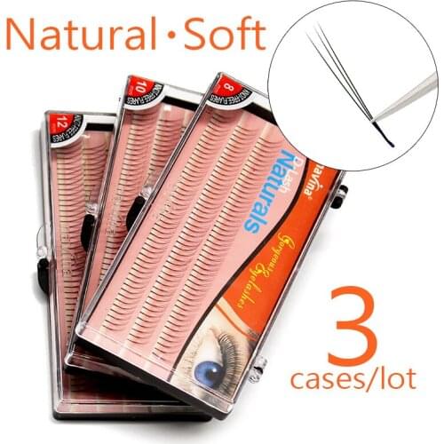 Navina 3cases/lot 0.10C Curl 3D Extension Individual Eyelash Natural Long Black False Eyelashes Makeup Soft Lash Grafting Cilia