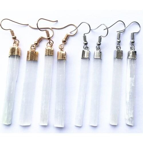 New 70MM Fashion Women Stone Rectangle Plaster Earrings Making Plated Gold Plaster Square Pendant Necklace Women Christmas Gift