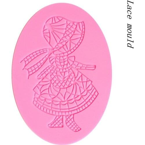 Wholesale Silicone mold Hat girl lace mat decoration for fondant cake border Sugar lace mold