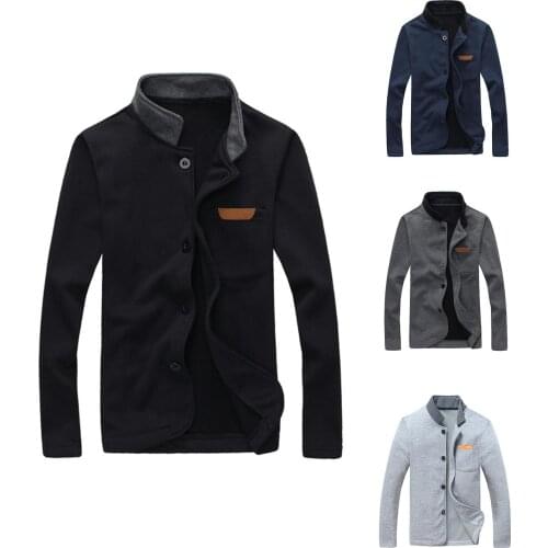 Autumn Winter Men Casual Long Sleeve Pocket Buttons Coat Warm Jacket Outerwear