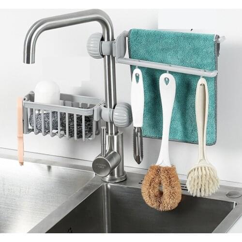Kitchen Bathroom Put Sponge Drain Drying Rack Faucet Toilet Sink Suction Sponge Holder Hanging Space Saving Shelf Storage Holder