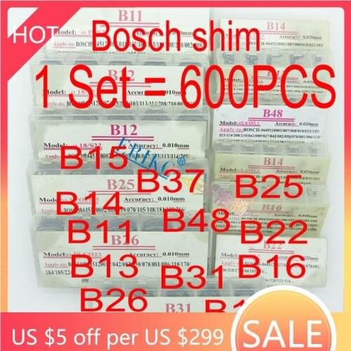 600PCS Injector Shims Gaskets B11 B12 B13 B14 B16 B21 B22 B23 B24 B25 B26 B31 B48 Nozzle Valve Adjust Washer Repair for Bosch