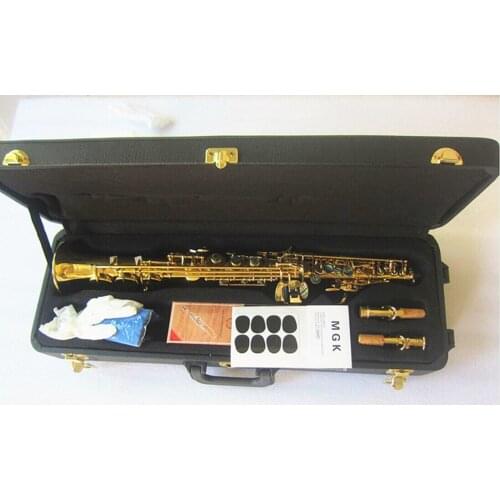 Soprano Saxophone Gold Lacquer brass B-flat Soprano Sax With Case Mouthpiece Reeds Neck Hard box