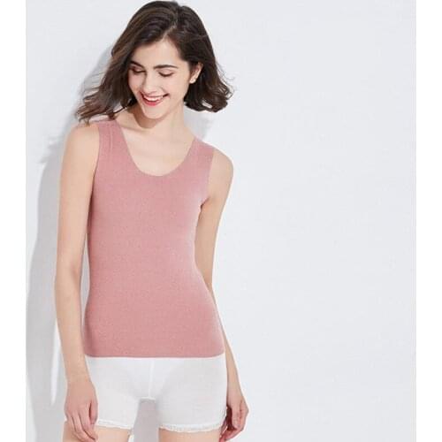2019 Autumn Winter Warm Tank Tops Women Slim Fitted Sleeveless Shirt Bottoming Tees Seamless U Neck Thick Underwear Hot Sale