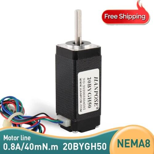 Nema8 Stepper motor 20BYGH50 50mm 0.8A 1.8 degree High Torque 20 motor For game machines accessories
