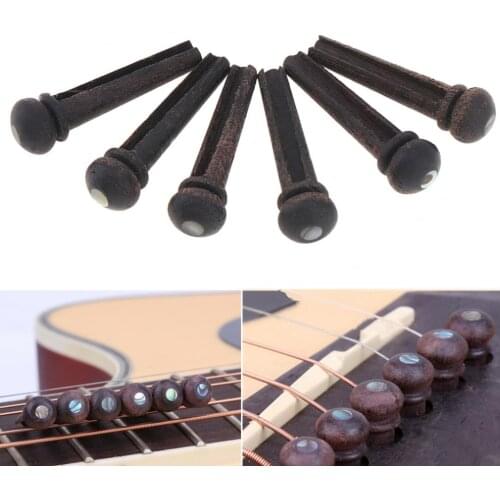 Guitar Bridge Pin 6pcs/lot Rose Wood Bridge Pins with Pearl Shell Head Strings Nail Pegs Set for Folk Acoustic Guitar