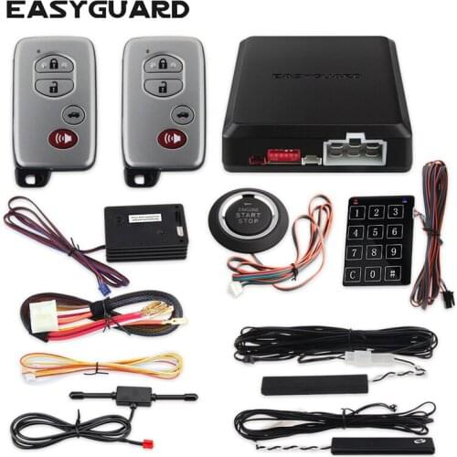 EASYGUARD PKE alarm system car remote engine start keyless go system touch password entry vibration alarm push button start