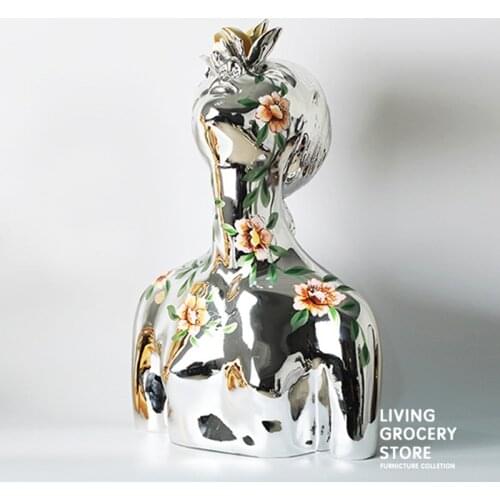 Nordic Home Living Room Decoration Statue Electroplating Flower Girl Head Statues And Sculptures Hotel Art Decoration Ornaments