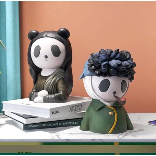 Nordic Van Gogh Pearl Earrings Girl Resin Sculpture Home Livingroom Desktop Figurines Ornaments Store Cabinet Decoration Crafts