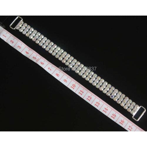 10pcs 3 ROWS Full Crystal AB Rhinestone Bikini Connectors/ Buckle Metal Chain For Swimming Wear Bikini Decoration