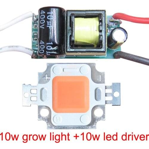 1pcs High Power 45mil 10W Spectrum LED Grow Light Diodes 400~840nm BridgeLux +10W Non waterproof AC 85~265V LED Driver