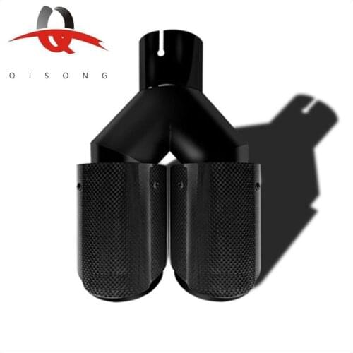 QISONG - Universal AK Refitted Bright Black Carbon Fibre Exhaust Muffler Tail Tubes Double Outlet Performance Exhaust Pipe