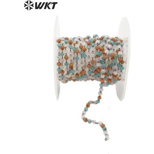 WT-RBC139 WKT New Multicolor Crystal Beads Chain Stone Rosary Chain Gold Electroplated Rosary Chain For Women Stylish Jewelry