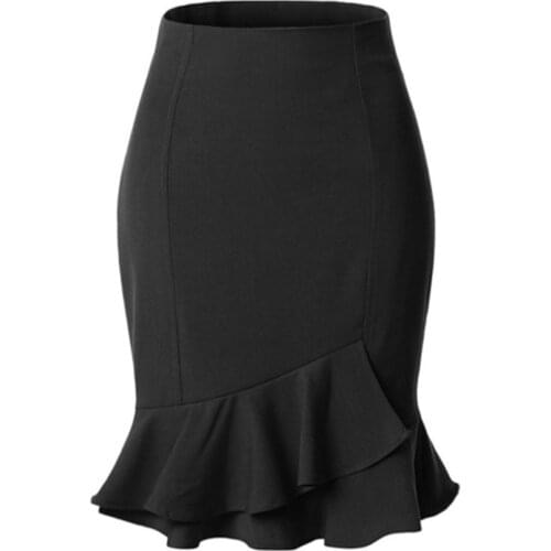 2019 Fashion Women Skirts Vintage Mermaid Skirt High Waist Solid Color Package Hip Slim Tight Skirt Fishtail Skirt Office Lady