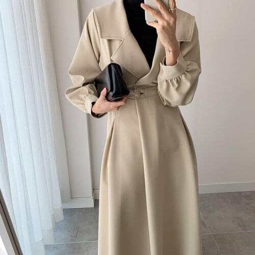 SMTHMA 2021 New Autumn Long Trench Coat Women Single Button Slim Trench Coat Female Outwear Fashion Windbreaker