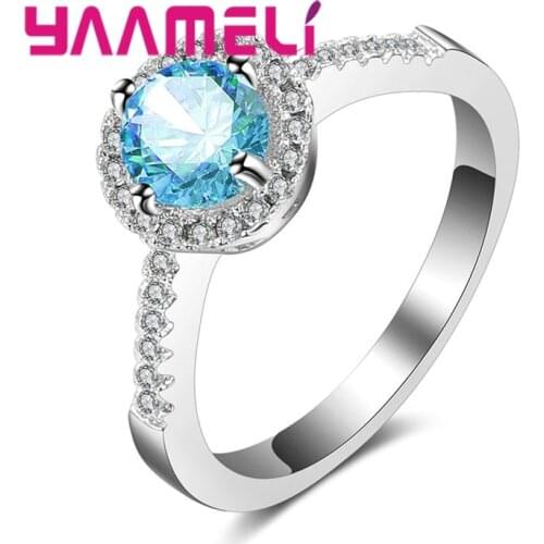 1 pc 925 Silver Rings AAA Cubic Zirconia Full-zircon Shiny Trendy Style Finger Ring Women Wedding Band Ring