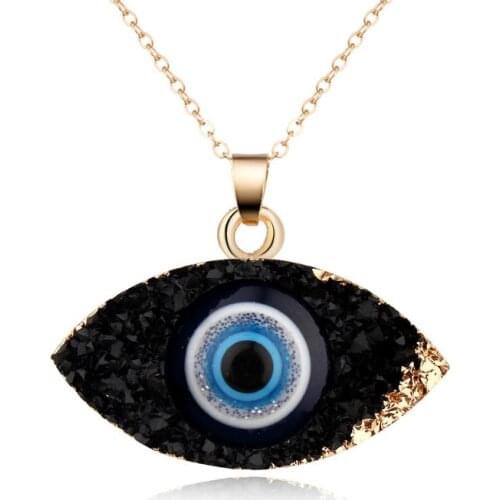 2020 New Fashion Evil Eye Necklaces Personality Imitation Natural Stone Resin Pendant Necklace For Women Gift Charm Jewelry