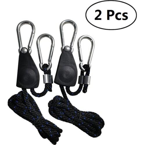 1/4" Adjustable Lifting Lanyard Pulley Rope Ratchet Lights Lifters Reflector Led Grow Light Hangers Buckle Lock