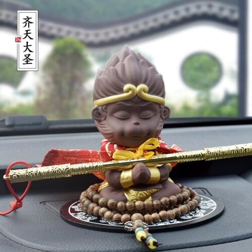 12 Cm High Purple Sand Pottery Monkey King Automobile Accessories Qitian Dasheng Decoration Buddha Statue To Ensure Safety