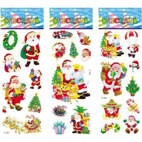 6 sheets/set Christmas Santa Snowman Tree stickers for kids Home decor on laptop 3D sticker decal fridge skateboard doodle toy