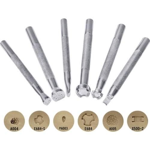 6pcs/set Metal Leather Working Saddle Making Tools Carving Leather Craft Stamps Leather Stamping Solid DIY Printinting Staming