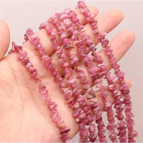 Natural Pink Tourmalines Beads Gravel Chip Agates Loose Stone Beads for Making Jewelry Necklace Size 3x5-4x6mm Length 40cm