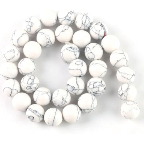 White Howlite Turquoises Round Loose Beads 4/6/8/10/12 mm For Jewelry Making Bracelet Fit Diy Charm Accessories Beads