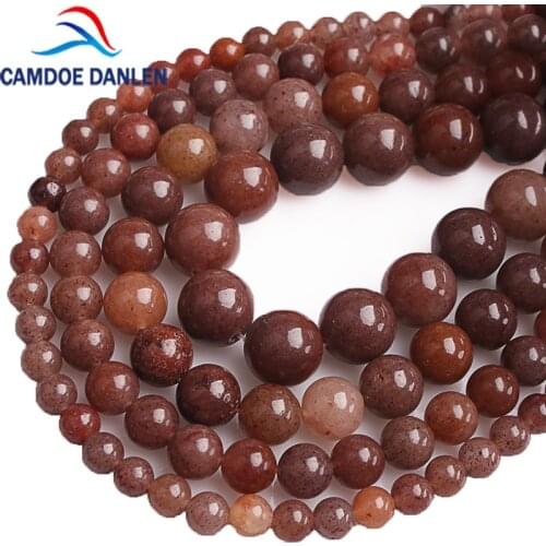 CAMDOE DANLE Natural Stone Brown Strawberry Lepidolite Round Beads 4 6 8 10 12MM Diy parts Beads For Jewelry Making Wholesale