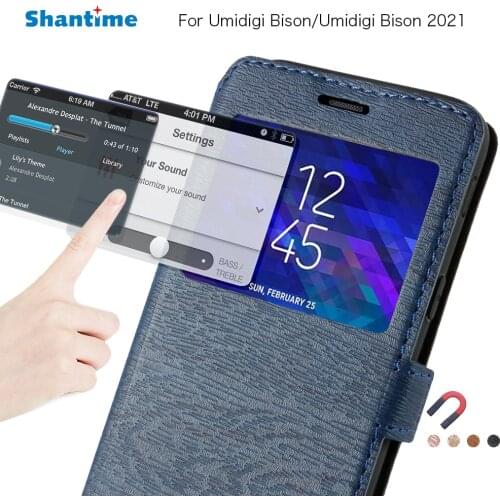 PU Leather Phone Case For Umidigi Bison Flip Case For Umidigi Bison 2021 View Window Book Case Soft TPU Silicone Back Cover