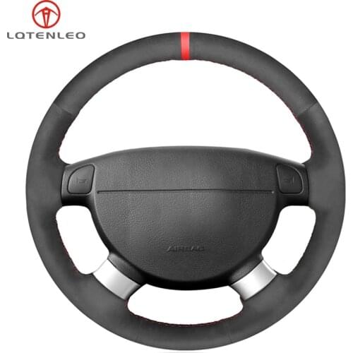 LQTENLEO Black Suede Car Steering Wheel Cover For Chevrolet Lova Aveo Buick Excelle Daewoo Gentra Daewoo Lacetti Ravon Nexia R3