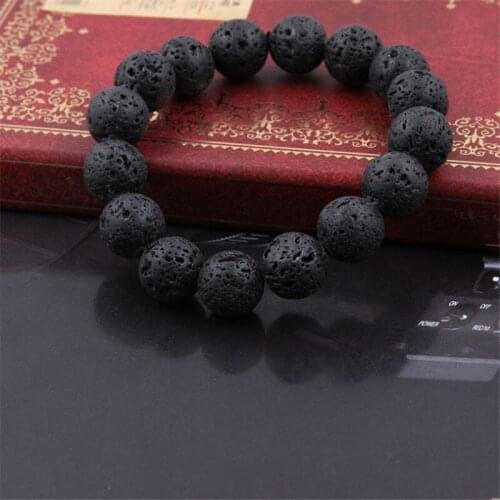 Black Lava Natural Stone Beads Bracelets For Women Vintage Design Volcanic Rock Tiger Eye Bead Strand Bracelet Men Jewelry Gift