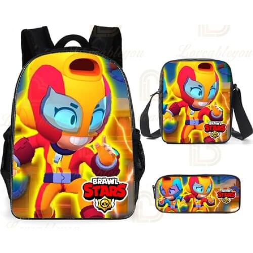 Brawlers Darrly and Star, Childrens Bags Backpack Game 3d Schoolbag Boys Girls BagPencil Kids Student GENE Leon Teen Pencil