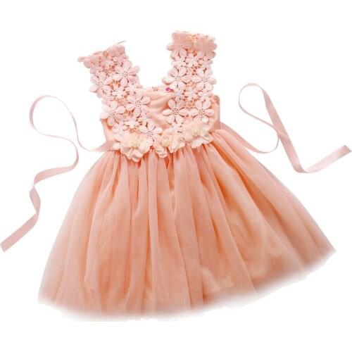 Kids Baby Girls Princess Dress Lace Tulle Flower Party Gown Backless Fancy Dridesmaid Dress Sundress Girls Cute Summer Clothes