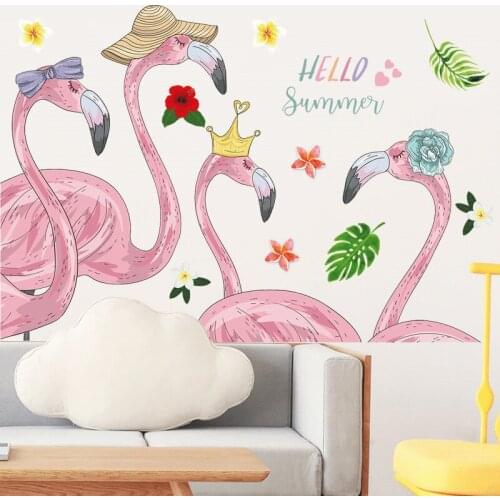 DIY Flamingo PVC Wall Sticker Girl Room Decoration Adhesive Poster Mural Animal Wallpaper