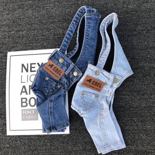 10PC/Lot Dog Denim Overalls Spring Autumn Small Dog Clothes Puppy Dog Jeans Coat Jumpsuit Pet Clothes