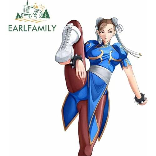 EARLFAMILY 13cm x 8.9cm for The King of Fighters Chun Li Car Stickers Cartoon Windshield Laptop Decal Anime Trunk Vinyl Car Wrap