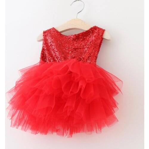 Elegant baby girl red sequins tutu dress children xmas formal party dresses with bows stunning toddler 1-5Y evening costume